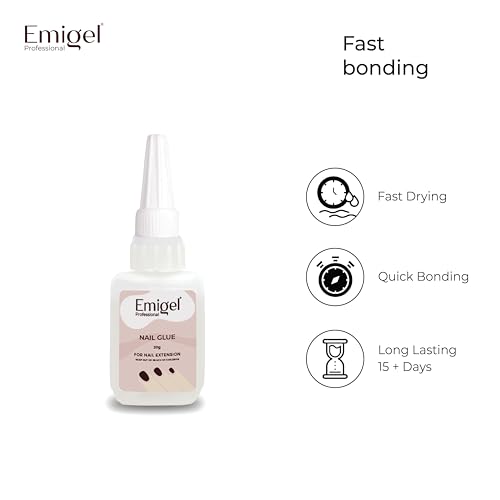 Image of Emigel Professional Nail Glue for Artificial Nail Extensions with Brush On Applicator | Professional Grade | Quick-Drying Glue for Long Lasting and Secure Nail (20g)