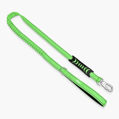Dog-Friendly-Co-Bungee-Dog-Leash-Strain-Free-Shock-Resistant-for-Control-Neoprene-Padded-Handle-Heavy-Duty-Carabiner-Clip-and-D-Ring-Neon-Green-Size-Regular Dog Friendly Co. Bungee Dog Leash | Strain Free & Shock Resistant for Control | Neoprene Padded Handle, Heavy-Duty Carabiner Clip, and D-Ring | Neon Green, Size Regular - Image 1