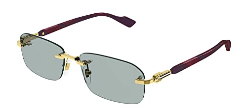 GUCCI SUNGLASSES GG1221S-003 GOLD-BURGUNDY-GREEN 56 MENS