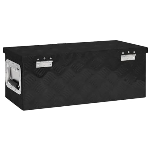vidaXL Caja de Almacenaje Remolque Herramientas con Tapa Baúl Accesorio para Casa Coleccionables Organizador Garaje de Aluminio Negro - imagen 7