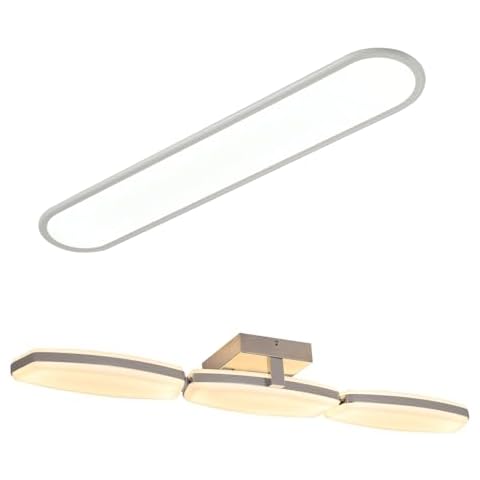 Ganeed Modern LED Ceiling Light Fixture with Remote Control, High Brightness Long Ceiling Lamps, 3000K-6000K Dimmable Flush Mount Linear Ceiling Lamp for Bathroom Kitchen Closet Hallway Cover