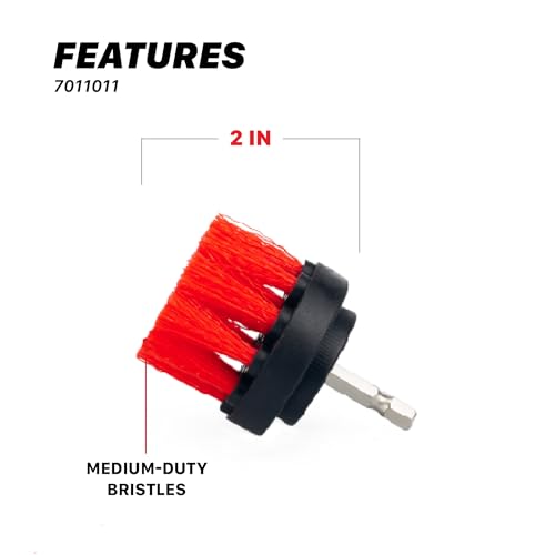 Image of Maxshine 2 inch, 4 inch, & 5 inch M8 Medium-Duty Upholstery Carpet Brush with Drill Attachment Set - Power Scrubber Attachment for Car Detailing - Removes Grime, Stains & Spots from Fabric, Seats & Carpets