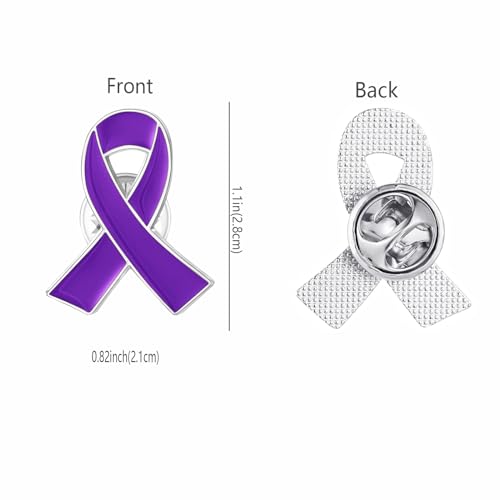 Image of Awareness Enamel Lapel Pin - Nickel and Gold Plated Ribbon Pin - Prevention and Awareness Ribbon - Jewelry Brooch Pin with Secure Clutch Back