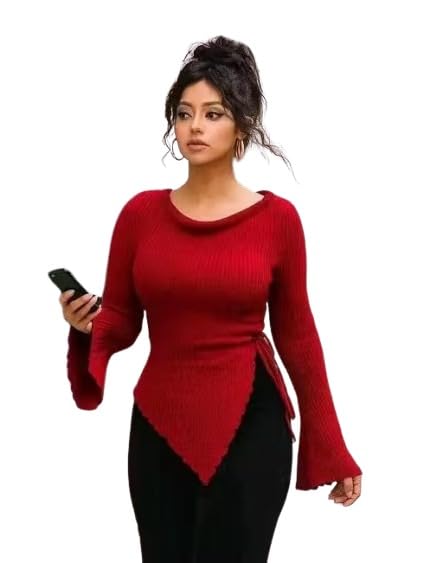 Image of Maa purnagiri Enterprise Trendy Flared Sleeve Unique top for Girls & Women | Polyester Fabric | Stylish Long Sleeve Casual Wear