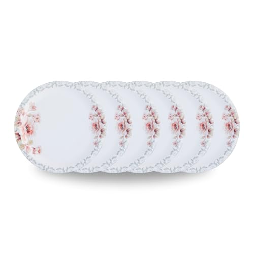 Image of Melamine Quarter Plates | Round Half Plate | Microwave Safe | Break Resistant | Plates for Snacks, Lunch, Dinner | Plates for home, Office, Restaurant | Set of 6 | 7 Inch's (Lily mat finish)
