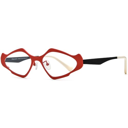 Image of FONEX Colorful Pure Titanium Glasses Frame Women Retro Round Eyeglasses