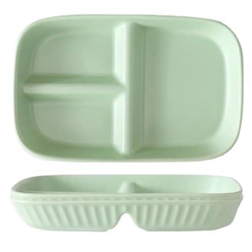 Image of Unbreakable & Reusable Divided Plates for Wedding, Birthday Party, Sushi, Snacks, Cake, Meat & Appetizers, Pasta, Noodles Microwave and Dishwasher Safe Dinnerware (Nordic Green, Pack of 2)