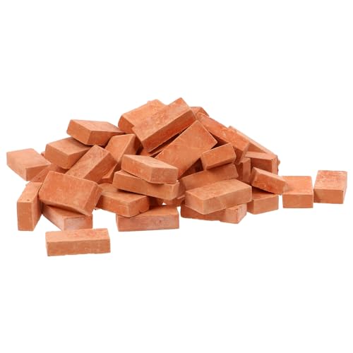 TOBBOMEY レンガ ミニチュア ガーデニング レンガ 模型 モデル おもちゃ 情景 建物 城 妖精の庭 ミニハウス デコレーション 50個セット 1:16 オレンジ 箱庭 建物モデル ドールハウス