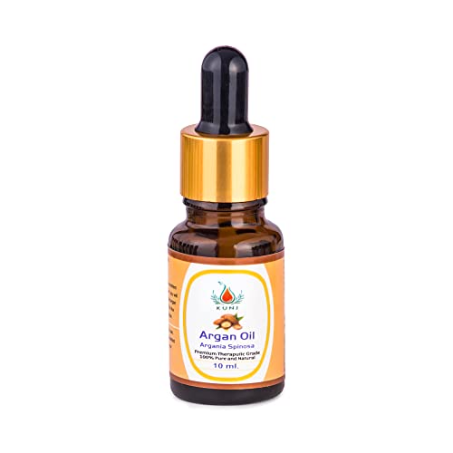 Image of KUNJ Argan Oil for Hair, Face, Skin & Nails 10ml - 100% Pure & Natural Cold Pressed Undiluted Carrier Oil | Helps Moisturize Skin, Nourish Hair, Control Frizz & Add Shine | Lightweight Beauty Oil