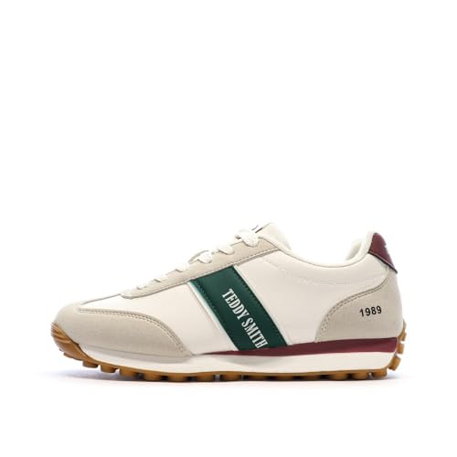 Baskets Teddy Smith femme beige bordeaux 120548 au design rétro running élégant