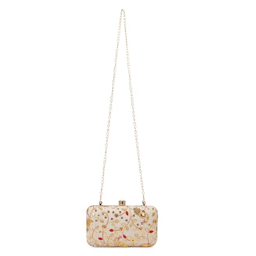 Image of LONGING TO BUY Hand Crafted Designer Box Clutch - Zari Embroidery For Women