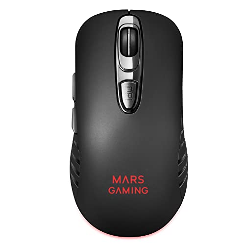 Mars Gaming , MMW2, Ratón Gaming Inalámbrico, RGB Flow, 3200 dpi, Soft-Touch, Negro