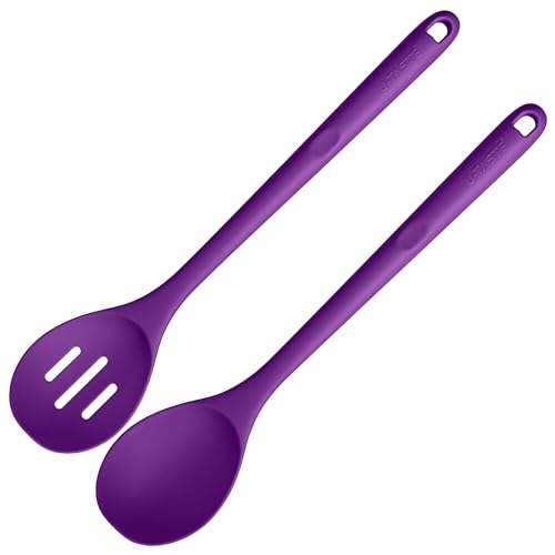 Image of U-Taste Silicone Spoons Set of 2, 13.3 inch Long Large Mixing Spoon, Purple