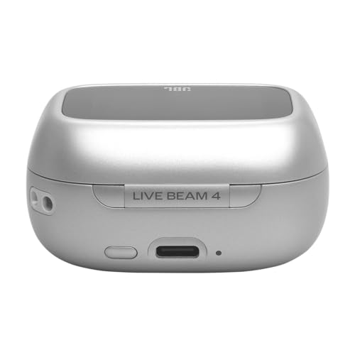 Image of JBL New Live Beam 4 TWS with Smart Charging Case, Hi-Res Audio, True Adaptive Noise Cancelling 2.0, 6-Mic Perfect Calls 2.0, Personi-Fi 3.0, BT 6.0, LE Audio,Auracast, Up to 48H Playtime, IP55, Silver