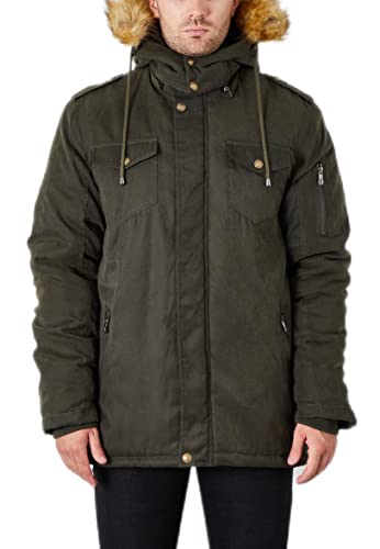 Ween Charm Men's Winter Parka Jacket Military Warm Fleece Coat With Detachable Hood Outwear #TOP3