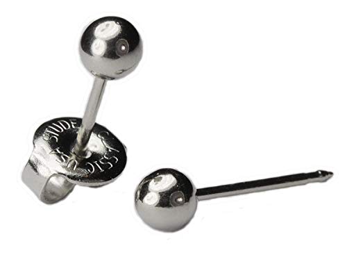 Silver Maxi 5Mm Round Ball Studs Ear Piercing Earrings Studex System 75 Hypoallergenic Universal 7522-0300-23 #TOP19