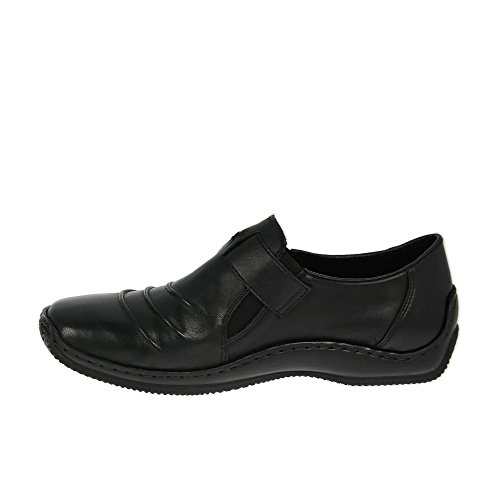 Rieker Women's Black Leather Black Flat Shoe Uk 4 - Eu 37 - Us 6 #TOP4