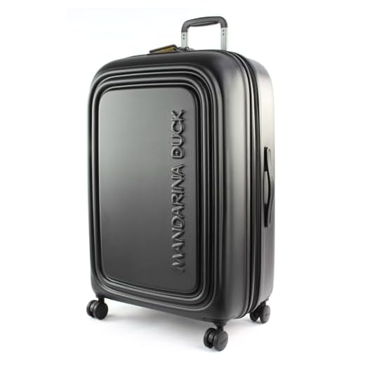 Mandarina Duck - LOGODUCK + Trolley Large EXP / Black, Luggage- Suitcase Unisex Adulto, Negro, Un tamaño - P10SZV33-NERO