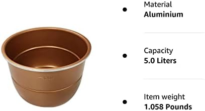 Pressure King Pro 5 Litre Inner Pot, Also Available 6 Litre and 3 Litre Sizes, Aluminium, Copper