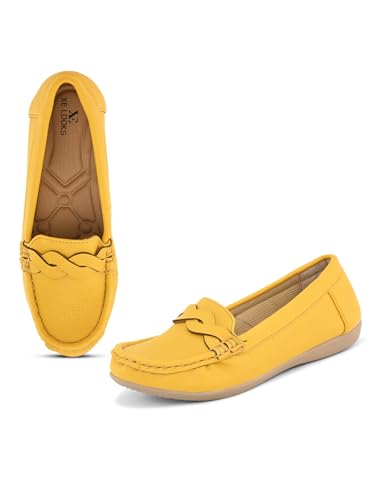 Image of XE Looks Women's Wave Design Loafer Ballet & Moccasins Faux Leather, Trendy and Stylish, Slip-on Mule Shoes for Daily Casual Wear & Formal Wear for Women & Girls