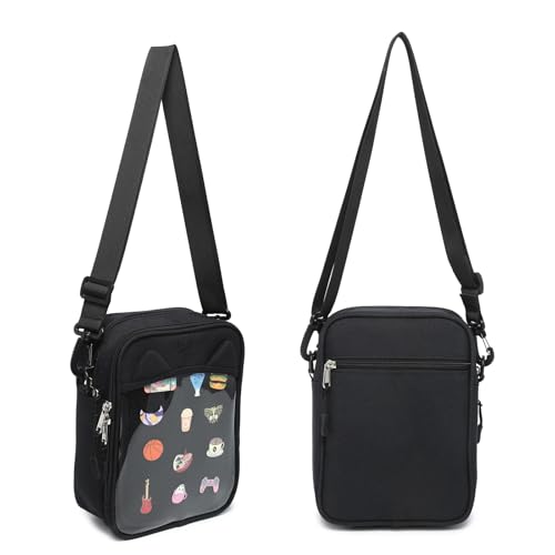 CHERRY SAUCE Unisex Cute Cat's Ears Ita Bag Canvas Crossbody Bag Purse Shoulder Bags for Anime Display3