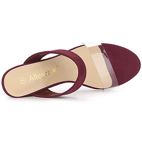 Sandales à talons carrés Allegra K bordeaux taille 39 avec double sangle transparente