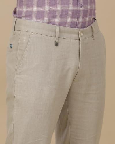 Image of Linen Club Men's Pure Linen Chambray Contemporary Fit Casual Trousers