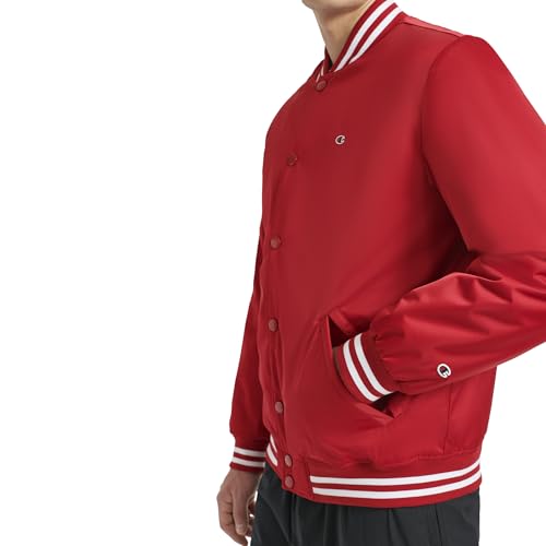 Image of Champion Men's Logo Striped-trim Varsity Jacket