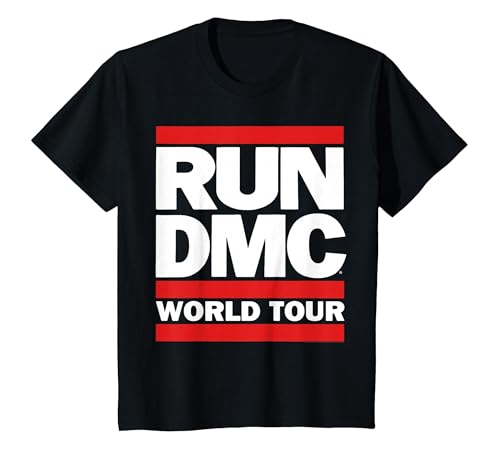 Image of Run DMC Official World Tour Logo T-Shirt T-Shirt, Youth, Black, Medium