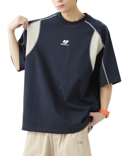 Men's Y2K Retro Baggy T-Shirts Crewneck Short Sleeve Alt Emo Stripe Shirt Oversized Techwear Racing Scene Clothes