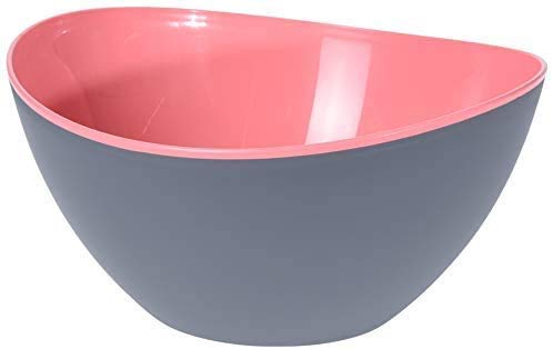 Koop Homewares Large 3.4L Plastic Mixing Bowl, Duotone Grey & Pink | 25x12.5cm Dishwasher & Freezer-Safe for Cooking & Serving Needs