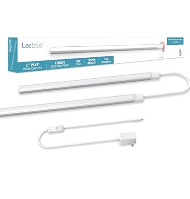 Leetdud Under Cabinet Lighting Plug in, 20 Inch 2 Pcs, 16W Ultra Thin LED 4000k Super Bright 1280Lm Cabinet Light Bar, Easy Installation, Linkable Under Counter Lights for 24" 36" 48" Kitchen Sink