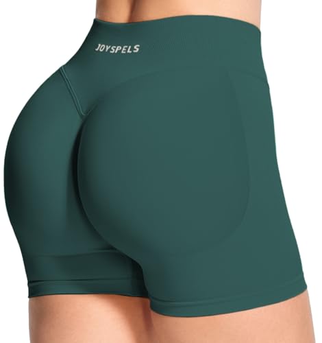 JOYSPELS Gym Sport Shorts Damen Kurze Sporthose Damen Scrunch Butt Radlerhose Sport Leggings Kurz High Waist Blickdicht Laufhose Seamless Blaugrün L