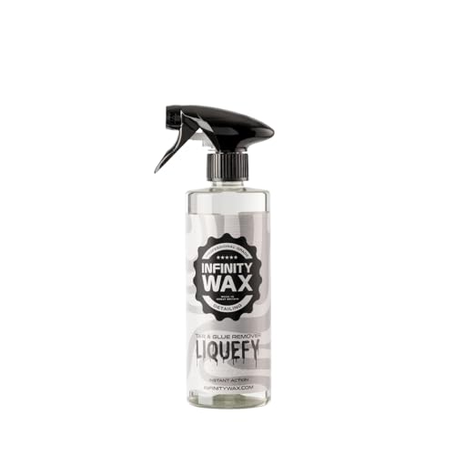 Infinity Wax Liquefy Tar & Glue Remover 500ml Solvent-Based Heavy-Duty Tar Remover for Cars Fast Acting Adhesive & Road Contaminant Cleaner Safe on Paint & Glass