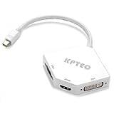 KPTEC Ultimate 3-in-1 Mini DP (Thunderbolt) to HDMI, DVI, VGA Adapter, Compact 1080p Mini Display (mDP) Converter for MacBook Air, MacBook Pro, iMac, iMac Mini, Surface Pro Series - White