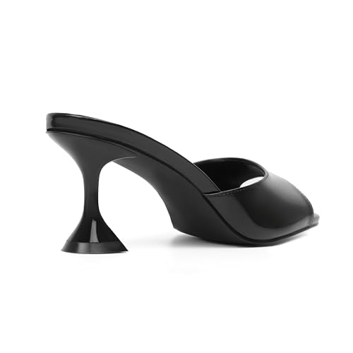 Image of vivianly Womens Square Open Heels Sandals Slip on Heeled Slides Mules for Party Daily Wear