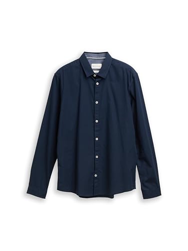 TOM TAILOR Herren Slim Fit Hemd mit Struktur 1023881, 10302 - Dark Blue, XXL – Ansicht 5