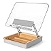 HUMANCOZY Book Stand with Storage, Book Holder for Reading Hands Free, Wooden Cookbook Stand for Kitchen Counter, Adjustable Reading Stand for Desk, Recipe Stand, Book Prop for Book Lovers (Clear)