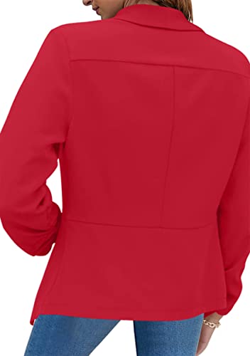 Image of YMING Womens Open Front Work Blazer Business Long Sleeve Jackets Solid Color Office Short Cardigans
