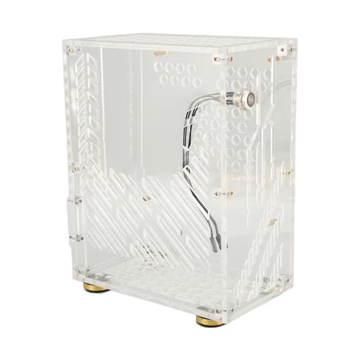 Gabinete Mini ITX de 4,3 L con panel lateral transparente de acrílico, refrigeración 360°, patas amortiguadoras, compatible con fuente de alimentación FLEX 1U y SSD de 2,5 pulgadas (transparente) miniatura 4