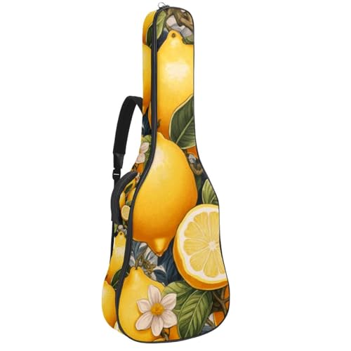 Étui souple guitare acoustique 2 poches motif fleur blanche