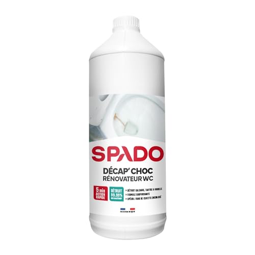 SPADO - Décap'choc rénovateur WC - Nettoyant et Décapant spécial Fond de Cuvette Encrassé - Désinfecte et désodorise - Compatible Fosse Septique - 1L -...