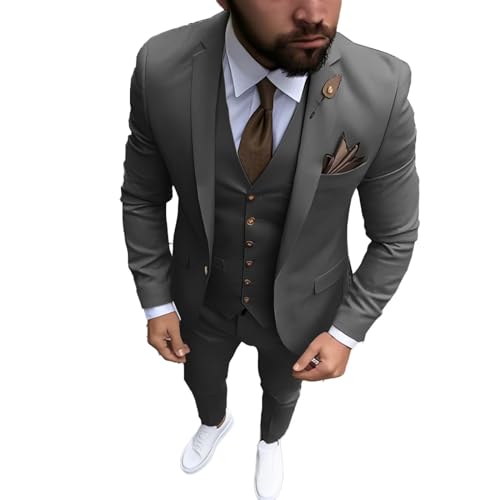 Men's Suit Formal Jacket Pants Vest 3-Piece Set Wedding Tuxedo Groom Slim Fit Blazer Work Clothes2