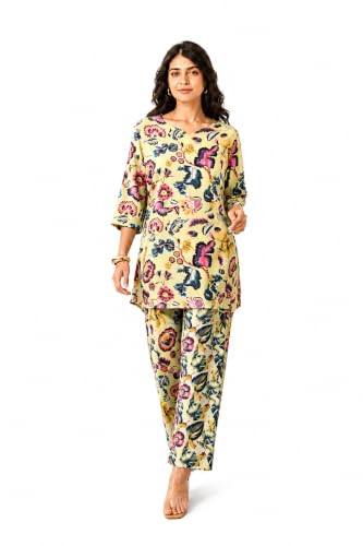 Image of RANGRIKA.in Co-ord Set for Women Stylish | Kurta Set for | Short Kurti with Palazzo | Ethnic Jaipuri Kurti Set | Kurti Palazzo Set | Salwar Suit