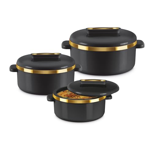 MILTON Isolierte Auflaufform mit Deckel, 3-teiliges Set, 2,1/1,5/1 qt. Hot Pot Speisenwärmer/Kühler – Thermo-Suppen-/Salat-Servierschüssel – Edelstahl Heißspeisebehälter – Bestes Geschenk-Set für