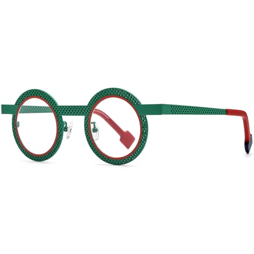 Image of FONEX Colorful Pure Titanium Glasses Frame Women Retro Round Eyeglasses