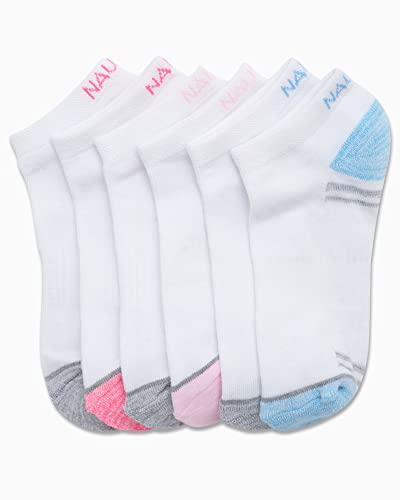 Image of Nautica Womens No Show Socks Moisture Wicking Athletic Low Cut Socks 6 Pack | Moisture Wicking Dri-Motion Fabric, Cushioned Key Areas, Banded Arch Support, No Show Low Cut, Shoe Size 4-10