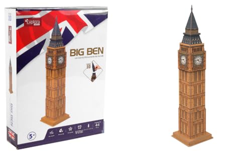 EXPLORA - Big Ben - Puzzles 3D - 540021-44 Pièces - Monument Historique - Niveau 4 - sans Colle Ni Ciseaux - Educatif - Londres - Jeu de Construction - Cadeau...