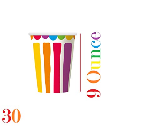 Oojami Serves 30 Rainbow Party Pack 30 Cups 9 Oz 30 Dessert Plates 7" 30 Dinner Plates 9" 30 Napkins Serves 30 #TOP3