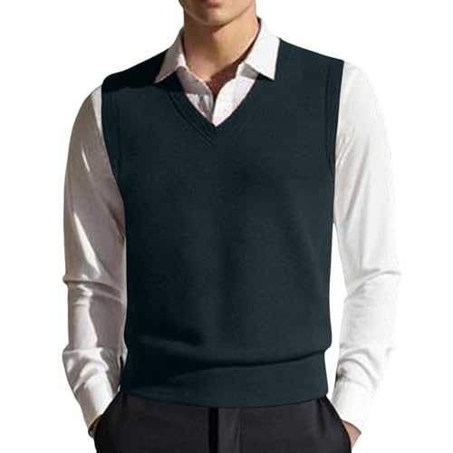 Chaleco de punto para hombre suéter sin mangas liso estilo casual